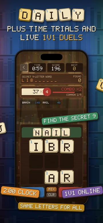 The Scrambled Library App Store screenshot: More modes