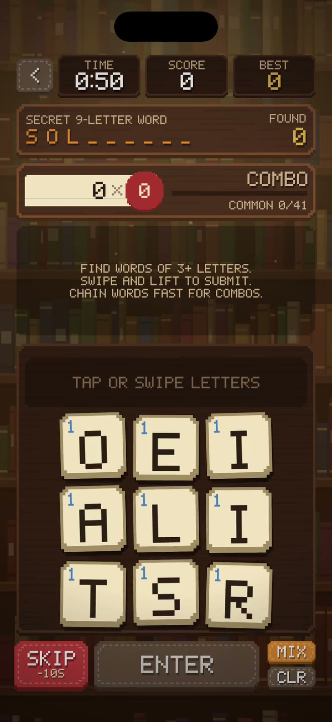 The Scrambled Library gameplay recording: Time Trial: the secret 9-letter word